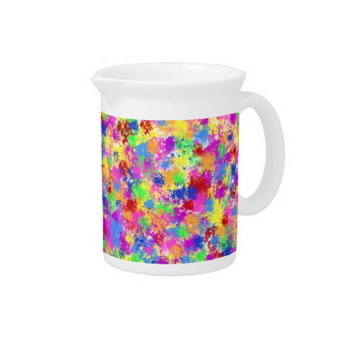 Splatter Paint Rainbow of Bright Color Background Drink Pitcher