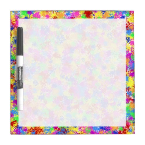 Splatter Paint Rainbow of Bright Color Background Dry_Erase Board