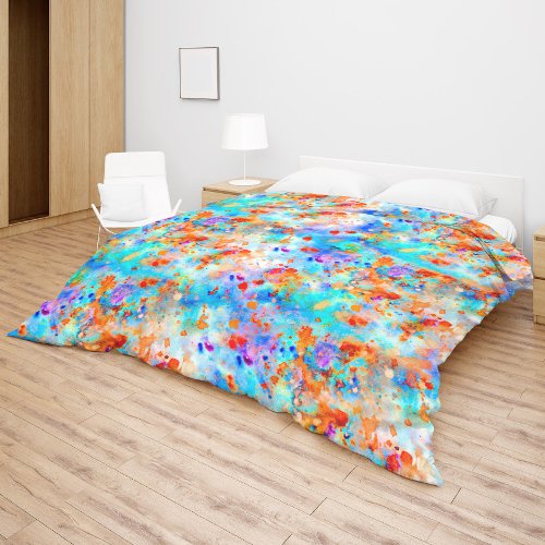 Splatter Paint Rainbow of Bright Color Background Duvet Cover