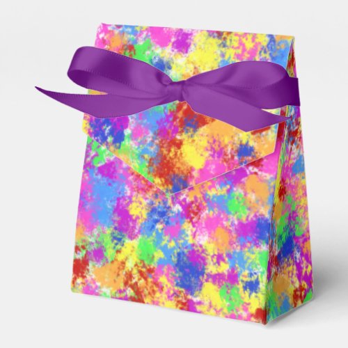 Splatter Paint Rainbow of Bright Color Background Favor Boxes