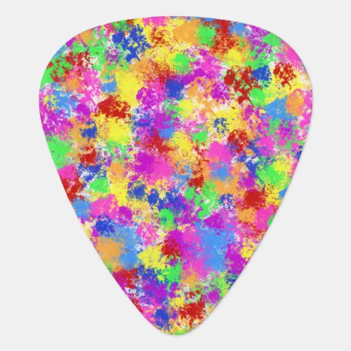 Splatter Paint Rainbow of Bright Color Background Guitar Pick