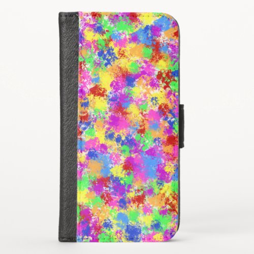 Splatter Paint Rainbow of Bright Color Background iPhone X Wallet Case