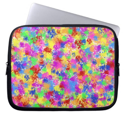 Splatter Paint Rainbow of Bright Color Background Laptop Sleeve