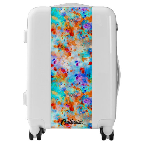 Splatter Paint Rainbow of Bright Color Background Luggage