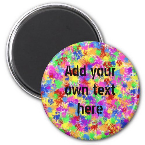 Splatter Paint Rainbow of Bright Color Background Magnet