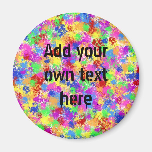 Splatter Paint Rainbow of Bright Color Background Magnet (Front)