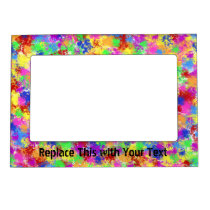 Splatter Paint Rainbow of Bright Color Background Magnetic Photo Frame