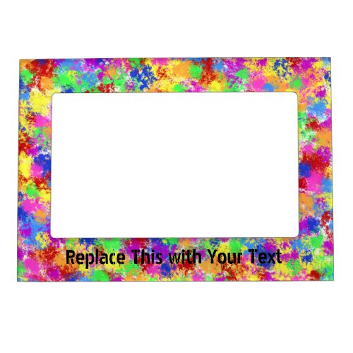 Splatter Paint Rainbow of Bright Color Background Magnetic Photo Frame