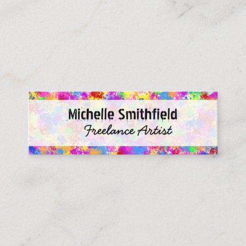 Splatter Paint Rainbow of Bright Color Background Mini Business Card