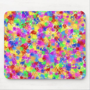 Splatter Paint Rainbow of Bright Color Background Mouse Pad