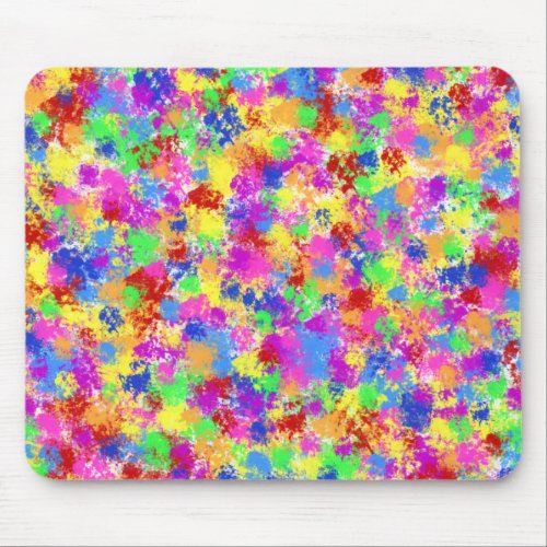Splatter Paint Rainbow of Bright Color Background Mouse Pad
