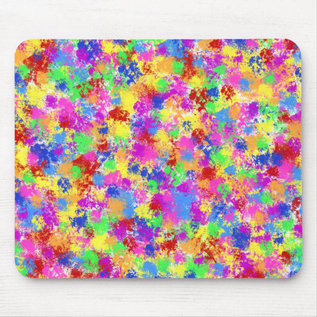 Splatter Paint Rainbow of Bright Color Background Mouse Pad (Front)