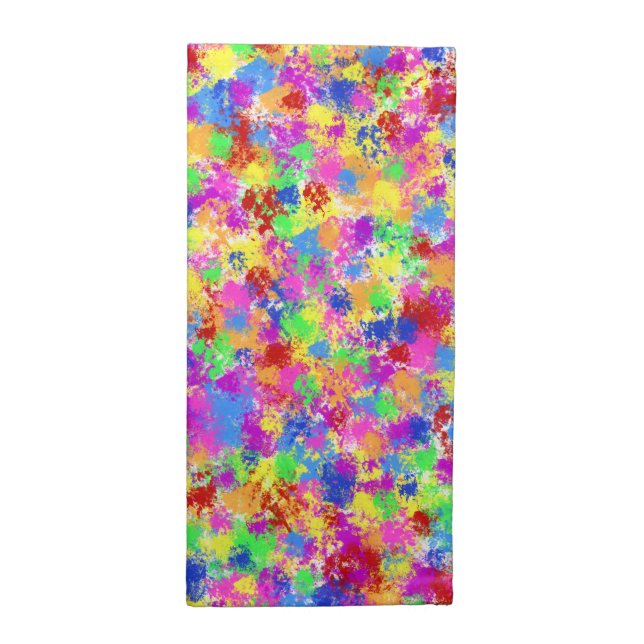 Splatter Paint Rainbow of Bright Color Background Napkin (Half Fold)