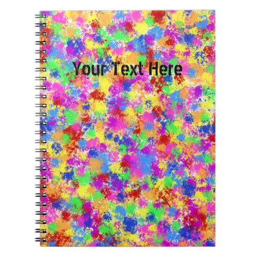 Splatter Paint Rainbow of Bright Color Background Notebook