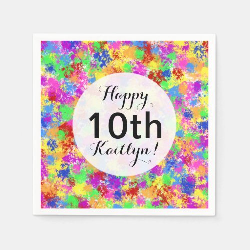 Splatter Paint Rainbow of Bright Color Background Paper Napkins