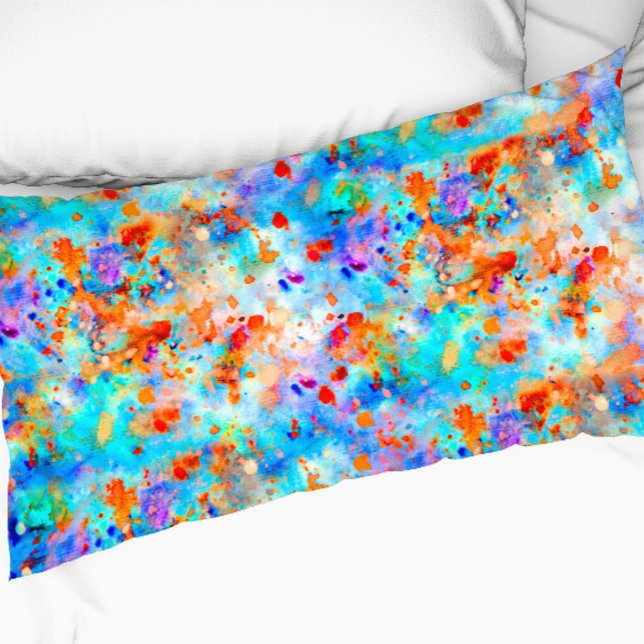 Splatter Paint Rainbow of Bright Color Background Pillow Case (Creator Uploaded)