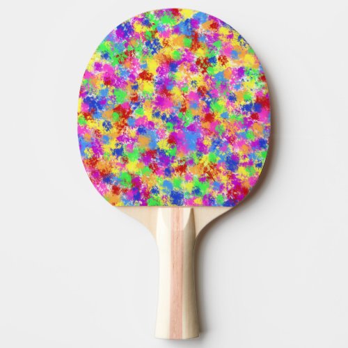 Splatter Paint Rainbow of Bright Color Background Ping Pong Paddle