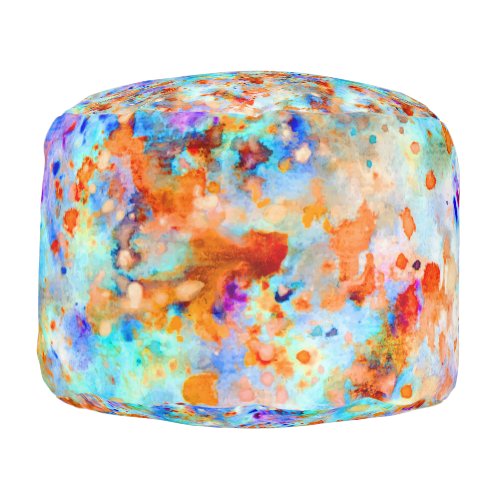 Splatter Paint Rainbow of Bright Color Background Pouf