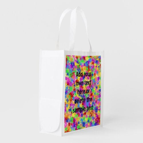 Splatter Paint Rainbow of Bright Color Background Reusable Grocery Bag