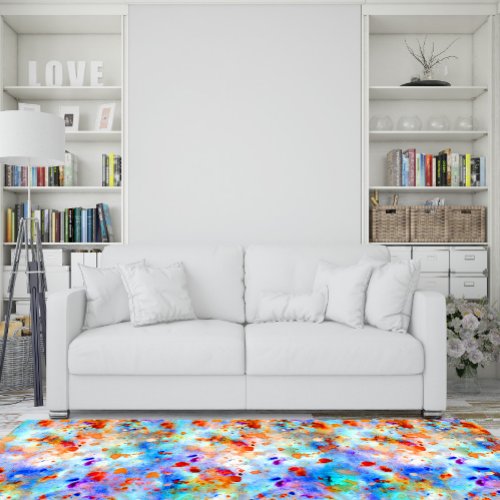 Splatter Paint Rainbow of Bright Color Background Rug