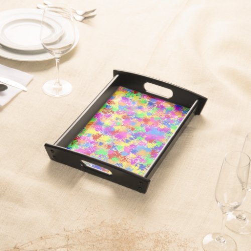 Splatter Paint Rainbow of Bright Color Background Serving Tray