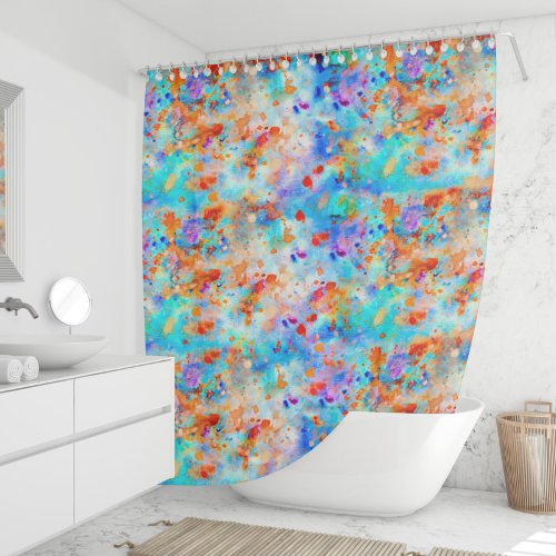 Splatter Paint Rainbow of Bright Color Background  Shower Curtain