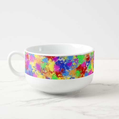 Splatter Paint Rainbow of Bright Color Background Soup Mug