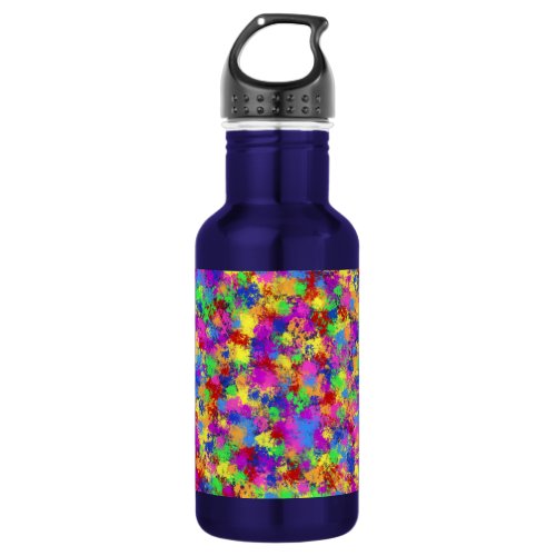 Splatter Paint Rainbow of Bright Color Background Stainless Steel Water Bottle