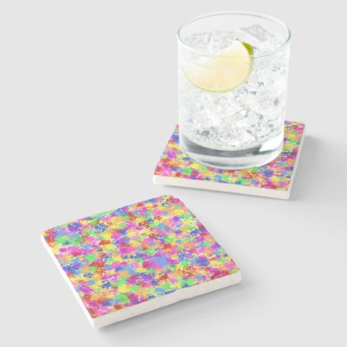 Splatter Paint Rainbow of Bright Color Background Stone Coaster