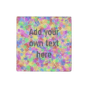 Splatter Paint Rainbow of Bright Color Background Stone Magnet