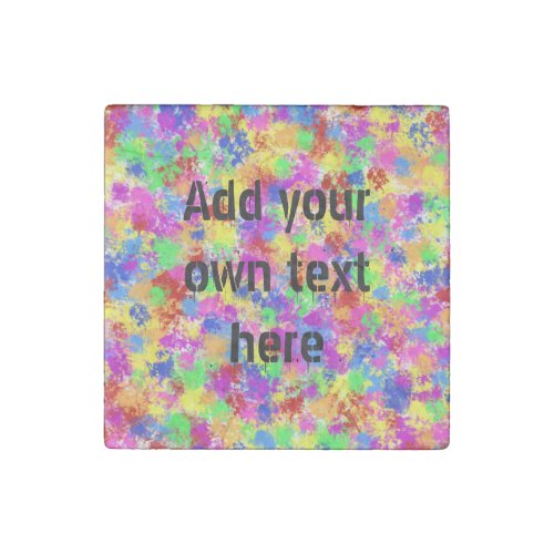 Splatter Paint Rainbow of Bright Color Background Stone Magnet