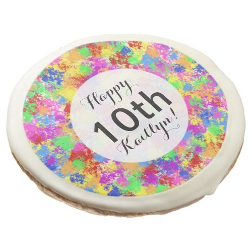 Splatter Paint Rainbow of Bright Color Background Sugar Cookie