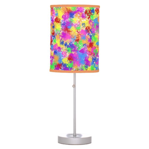 Splatter Paint Rainbow of Bright Color Background Table Lamp