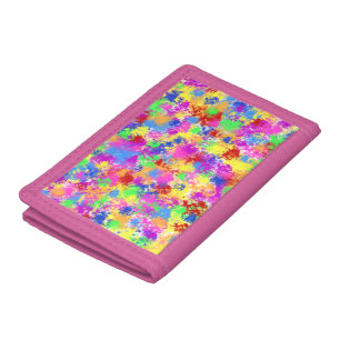 Splatter Paint Rainbow of Bright Color Background Tri-fold Wallet