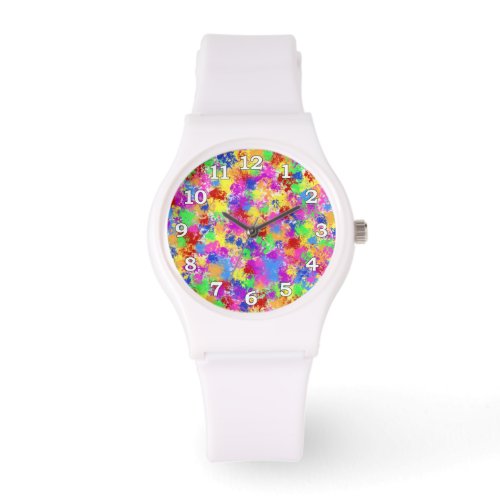 Splatter Paint Rainbow of Bright Color Background Watch