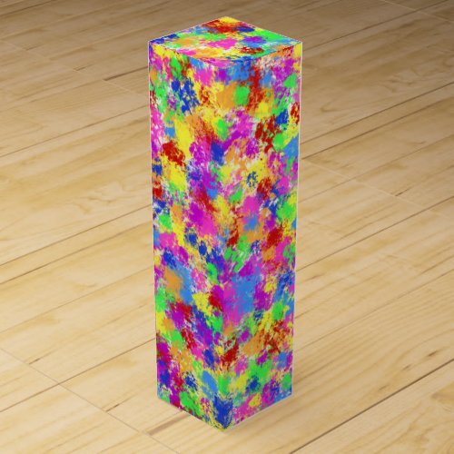 Splatter Paint Rainbow of Bright Color Background Wine Box