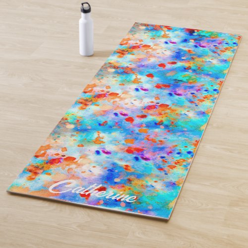 Splatter Paint Rainbow of Bright Color Background Yoga Mat