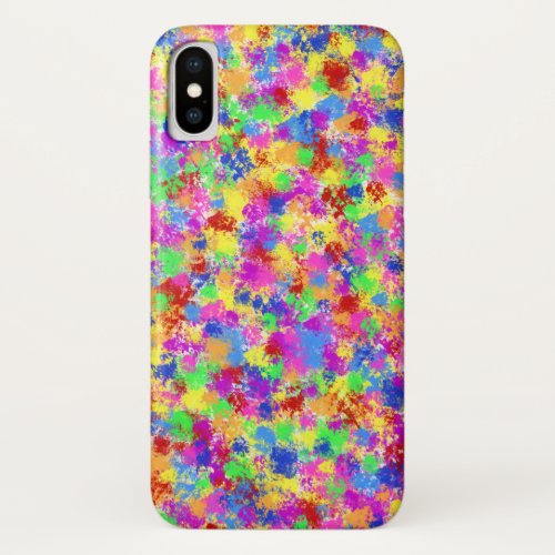 Splatter Paint Rainbow of Bright Color iPhone X Case