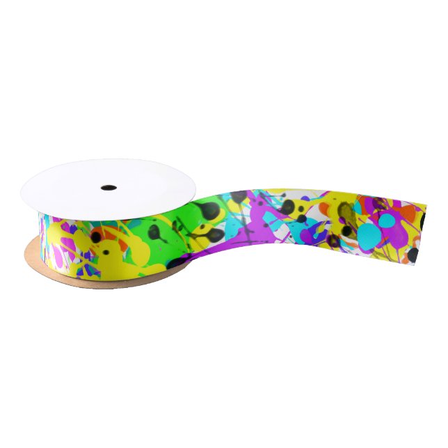 Splatter Paint Satin Ribbon (Spool)