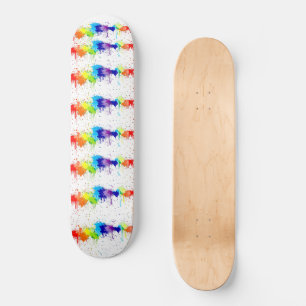 Splatter paint skate deck colorful