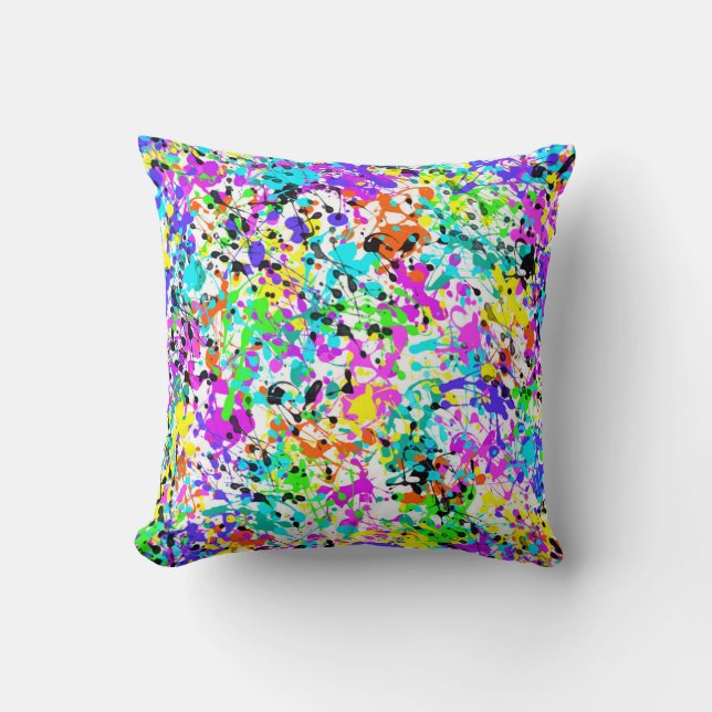 Splatter Paint Throw Pillow (Front)