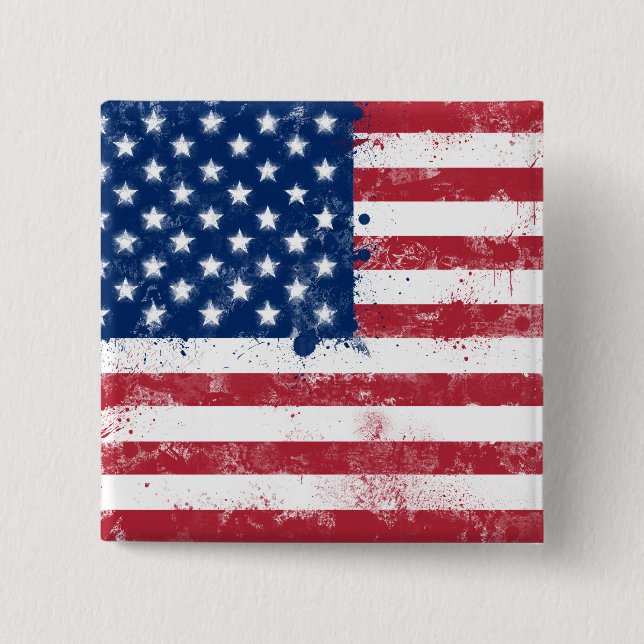 Splatter Painted American Flag Button (Front)