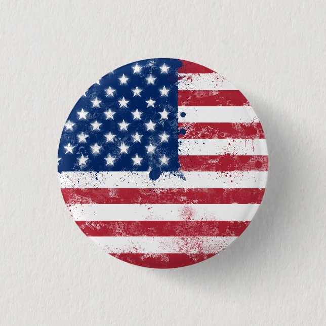 Splatter Painted American Flag Pinback Button (Front)
