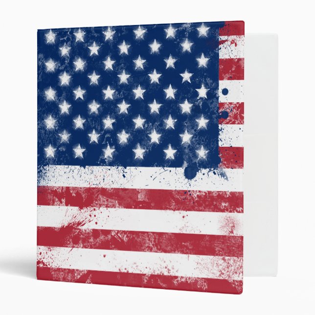 Splatter Painted Flag of the USA Binder (Front/Inside)