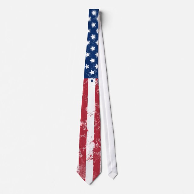 Splatter Painted Flag of the USA Neck Tie (Front)