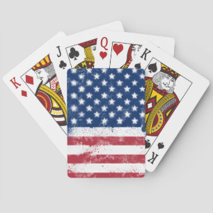 Splatter Painted Flag of the USA Poker Cards