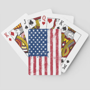Splatter Painted Flag of the USA Poker Cards