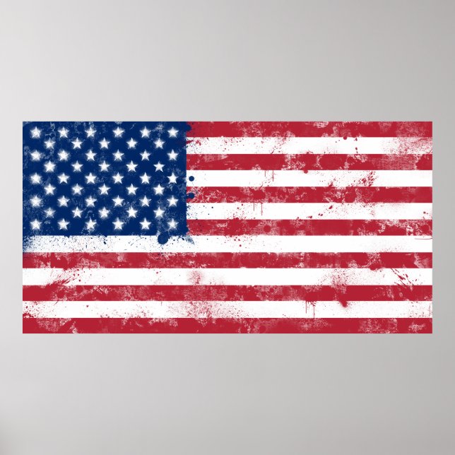 Splatter Painted Flag of the USA Poster (Front)