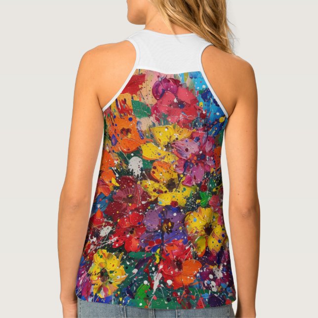 Splatter Painting Flowers Tank Top (Back)