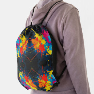 Splatter Pattern Drawstring Backpack